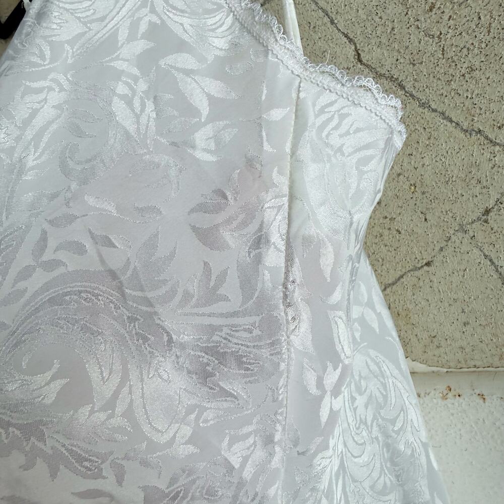 Vtg 90s Slip Dress White Jacquard Bridal Lingerie Romantic Lace Coquette Women S - Picture 4 of 8